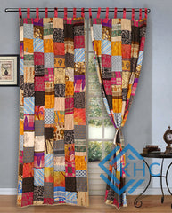 Vintage Recycled Silk Saree Patchwork Curtain