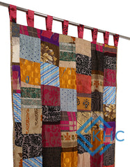 Vintage Recycled Silk Saree Patchwork Curtain