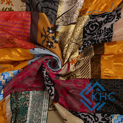 Vintage Recycled Silk Saree Patchwork Curtain