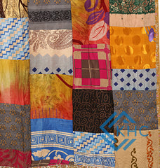 Vintage Recycled Silk Saree Patchwork Curtain