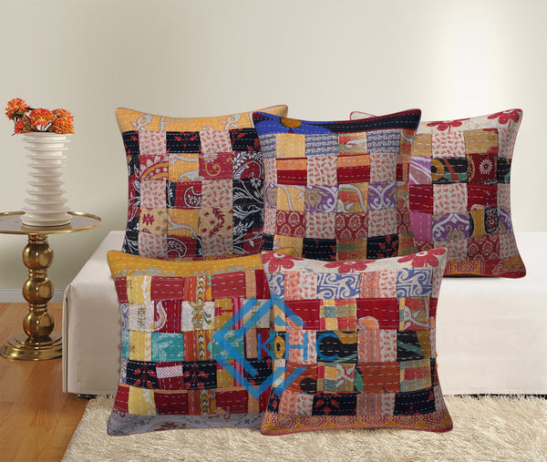 Assorted Vintage Patchwork Kantha Quilted Cushion Cover