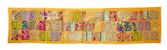 Indian Vintage Patchwork Yellow Embroidered Table Runner