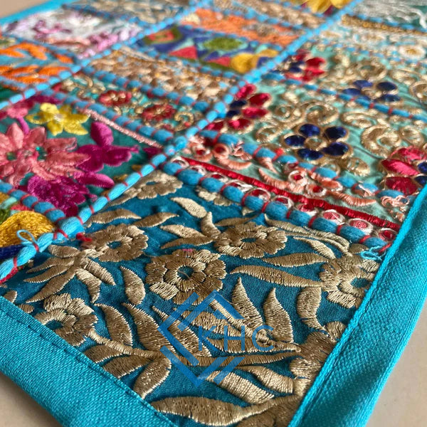 Turquoise Patchwork Handmade table Mats 4 Pcs