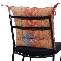 Set Of 2 Chair Pad Recycled Cotton Saree Handmade Chair Cushion