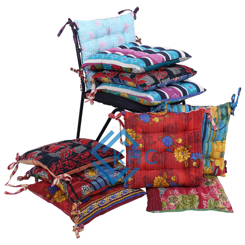 Kantha Handmade Soft Chair Multicolor Chair Cushion Pad