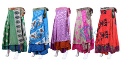 Vintage Silk Long Floral Beach Cover Up Handmade Skirt 5 Pcs Set