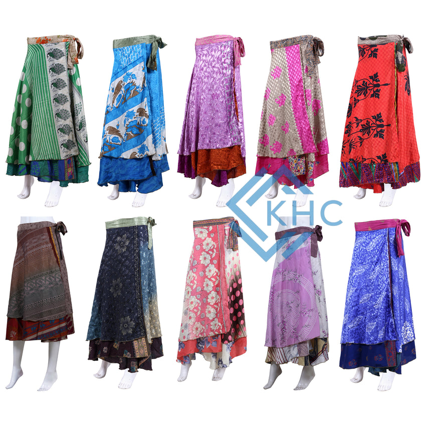 Wholesale Lot Of 10 Pcs Indian Silk Saree Long Skirt