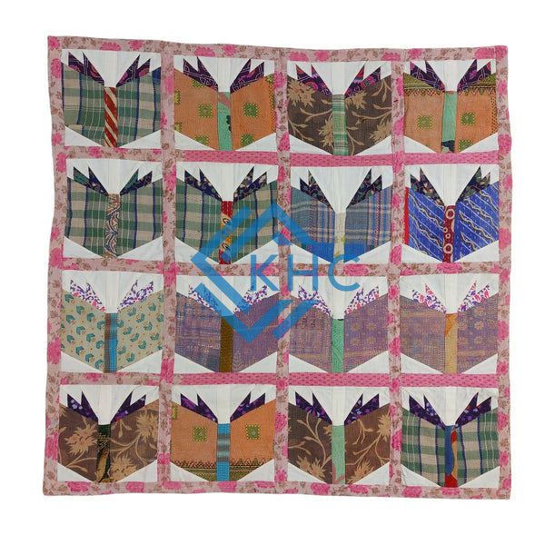 Vintage Kantha Baby Blanket Book Designed Cotton Quilt