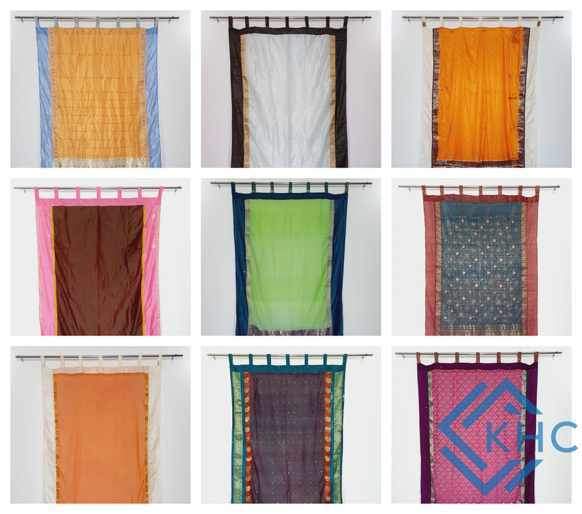 Vintage Handmade Recycled Silk Saree Curtain