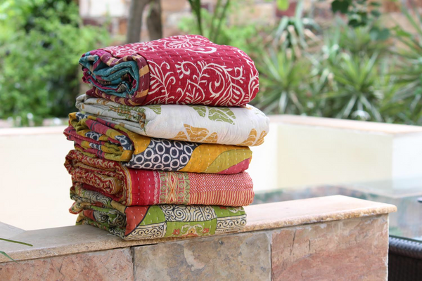 Indian Handmade Vintage Cotton Kantha Quilt