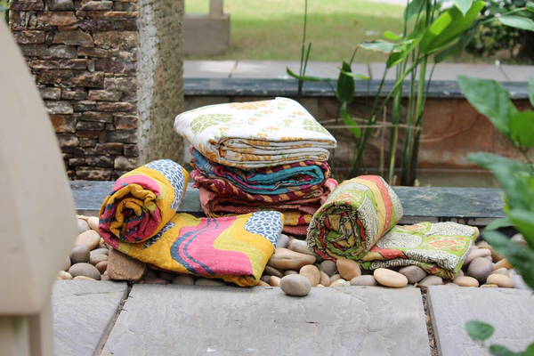 Indian Handmade Vintage Cotton Kantha Quilt