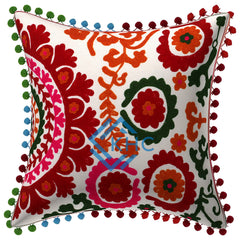 Indian Handmade Cotton Suzani Decorative Cushion Set Of 5