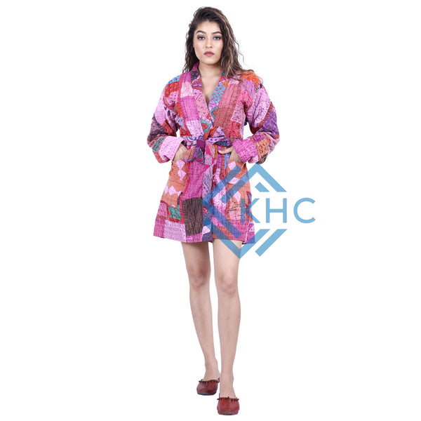 Kantha Kimono Handmade Long Nightwear Gown Winter Jacket