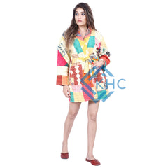 Handmade Kantha Long Nightwear Gown Women's Jacket Dress