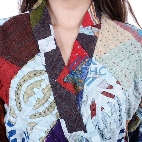 Indian Handmade Patchwork Long Sleeves Kimono jacket