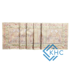 Gold Embroidered Brocade 72Lx14W Inch Beige Table Runner