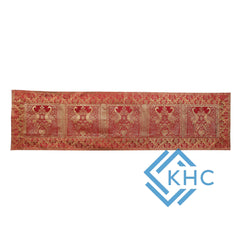 Gold Accented Peacock Red Brocade Table Runner, Dining, Wedding Decor