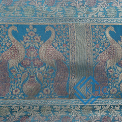 Peacock Turquoise Embroidered Brocade Unique Table Decor