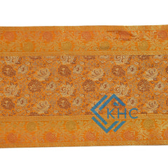 Yellow Floral Silk Brocade Table Runner, Formal Entertaining, Luxury Home Decor