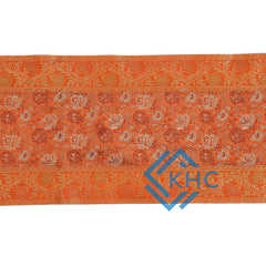 Orange Floral Regal Table Runner Classic Brocade with Gold Accents