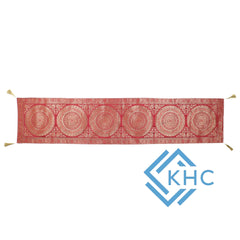 Red Mandala Brocade Silk Table Runner