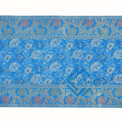 Handmade Blue Brocade Table Runner Unique Luxury Decor