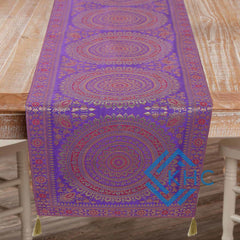 Indian Mandala Purple 14x72 Inch Silk Table Runner