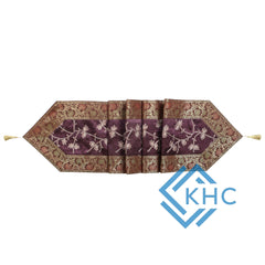 Purple Floral Silk Brocade Dining Table Runner