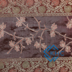 Purple Floral Silk Brocade Dining Table Runner