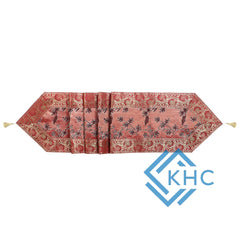 Silk Brocade Red Floral Zari Silk Table Runner