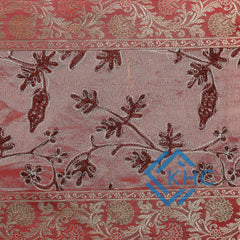 Silk Brocade Red Floral Zari Silk Table Runner