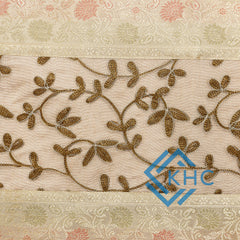 White Floral Table Runner Silk Brocade 14x72 Inch Table Runner