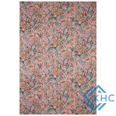 Peach Floral Cotton Bedspread Quilt Throw