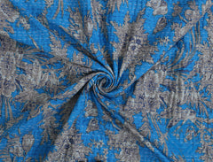 Blue Floral Vintage Print Handmade Bohemian Quilt