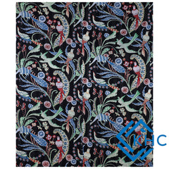 Navy Blue Bird Print Bohemian Quilt Bedding