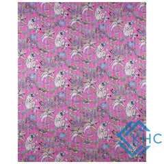 Monkey Print Pink Cotton Handmade Throw Blanket