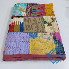 Handmade Patchwork Quilt Silk Patola Multicolor Quilt