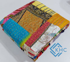 Handmade Patchwork Quilt Silk Patola Multicolor Quilt