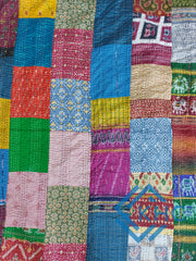 Handmade Patchwork Quilt Silk Patola Multicolor Quilt