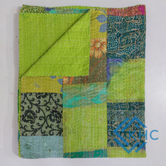 Green Colorful Elegant Silk Quilt - Patchwork Pattern, Soft & Cozy