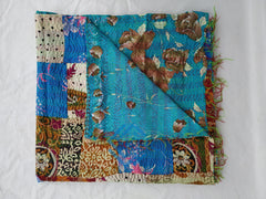 Set Of 5 Multicolor Vintage Patchwork Kantha Silk Scarves