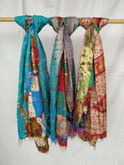 Multicolor Reversible Patchwork Silk Kantha Stich 5 Pcs