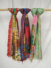 Multicolor Reversible Patchwork Silk Kantha Stich 5 Pcs