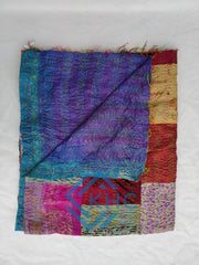 Set Of 5 Multicolor Vintage Patchwork Kantha Silk Scarves