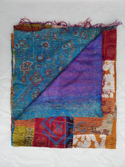 Set Of 5 Multicolor Vintage Patchwork Kantha Silk Scarves