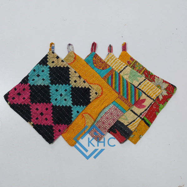 Mix Assorted Vintage kantha Pot Holder Set Of 4 Pcs