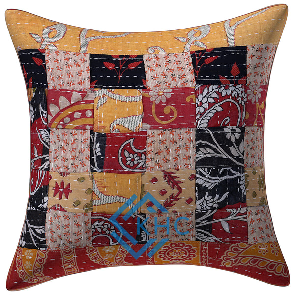 Indian Handmade Patchwork Cushion Cover Unique Design Set Of 4 Pcs