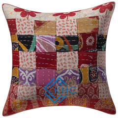 Set of 2 Pcs Assorted Vintage Kantha Patchwork Cushion Cover