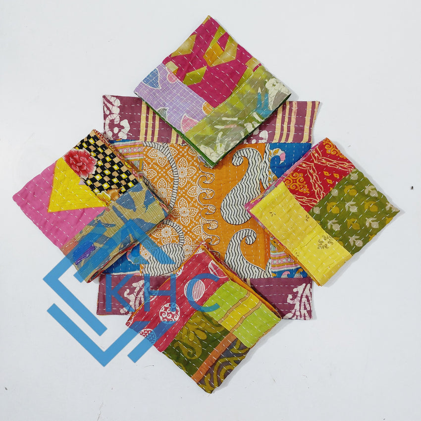 Indian Vintage Kantha Cotton Napkin Lot of 5 Pcs