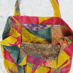 Indian Handmade Kantha quilted Handle Bag